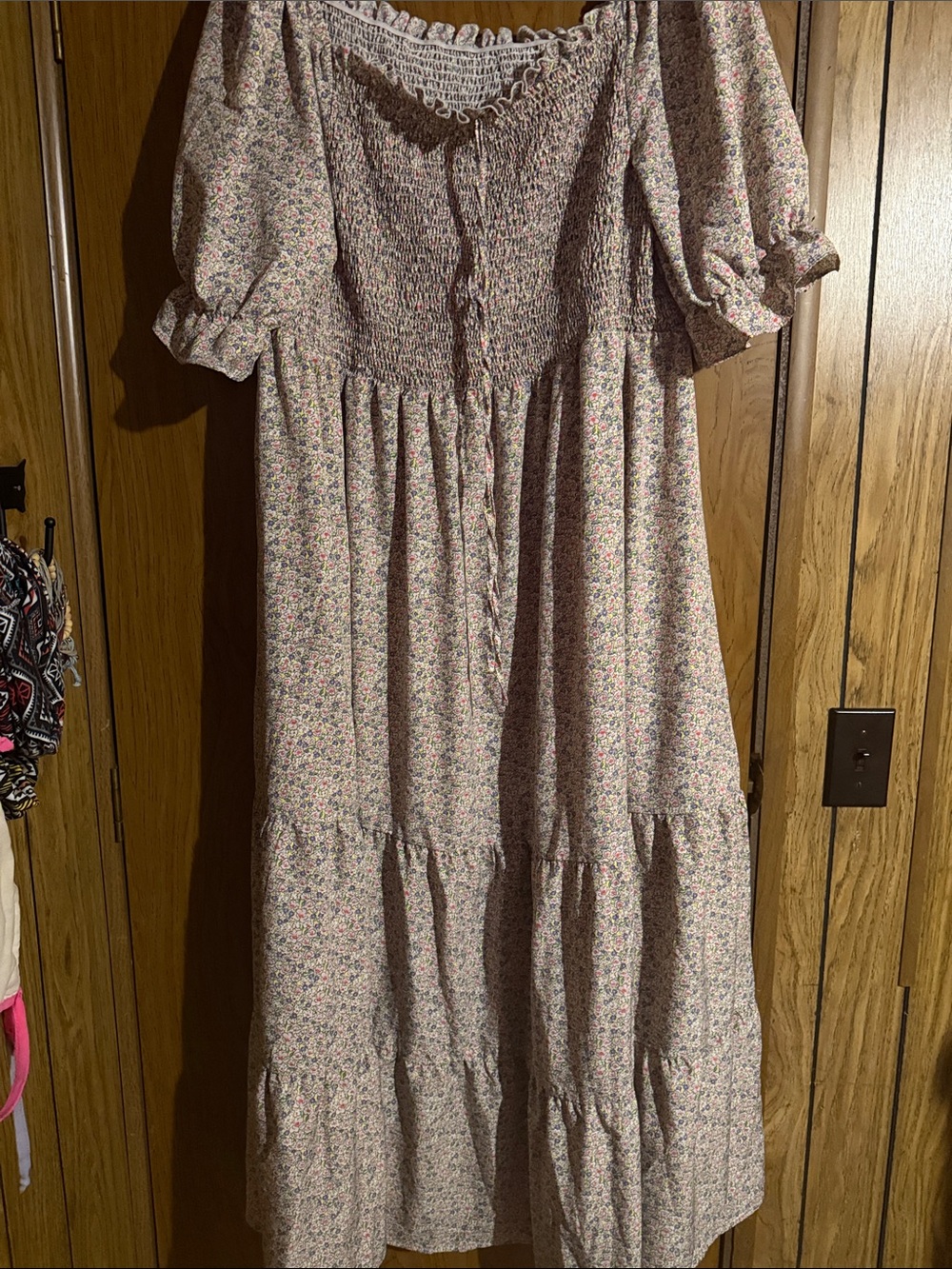 Floral Smocked Maxi Dress in Light Pink